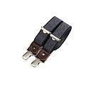 [BR/84] Skinny clip-on suspenders with leather details – Navy chevron