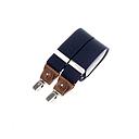 [BR/58] Wide clip-on suspenders with leather details – Navy