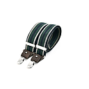[BR/182] Skinny clip-on suspenders with leather details - Green and ecru stripe on navy blue