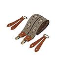 [BR/221] Wide clip-on suspenders with cognac leather – Aztec pattern
